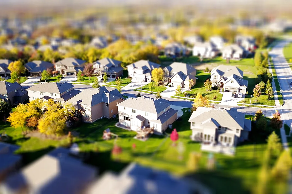Suburban New Jersey neighborhood at golden hour